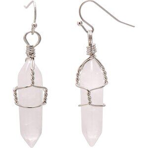 Hand Wired Healing Crystal Point Chakra Dangling Earrings for Women